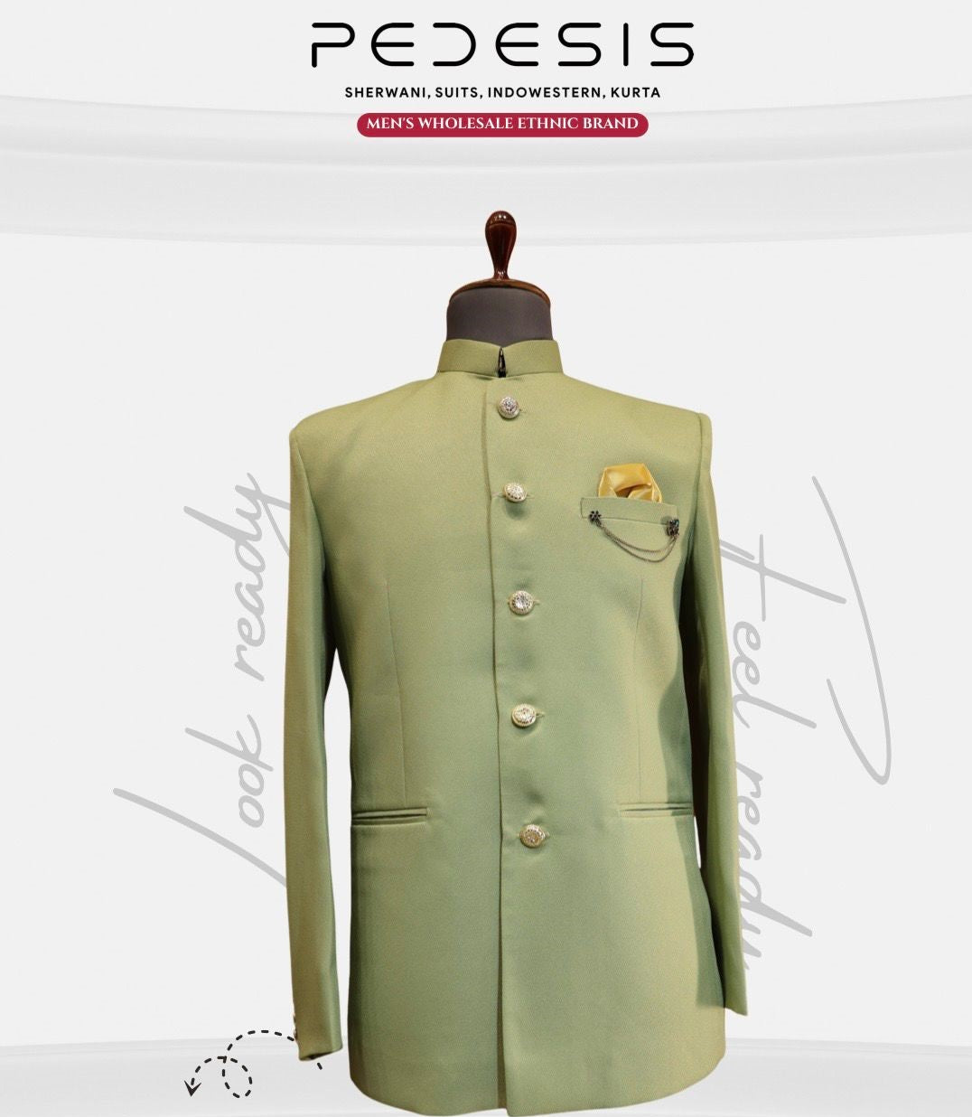 mens green band gala suit