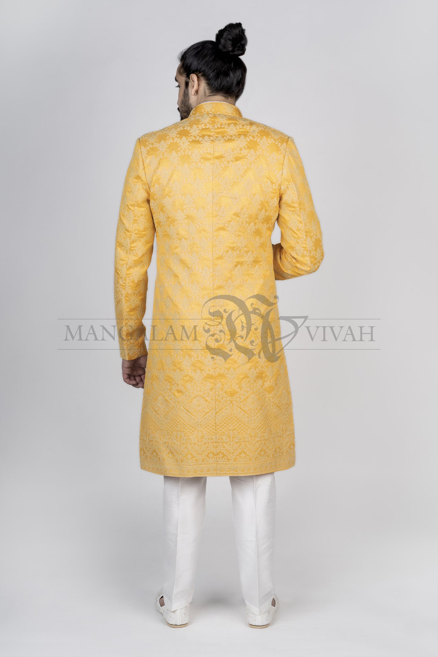 Bright Yellow Achkan Sherwani Set