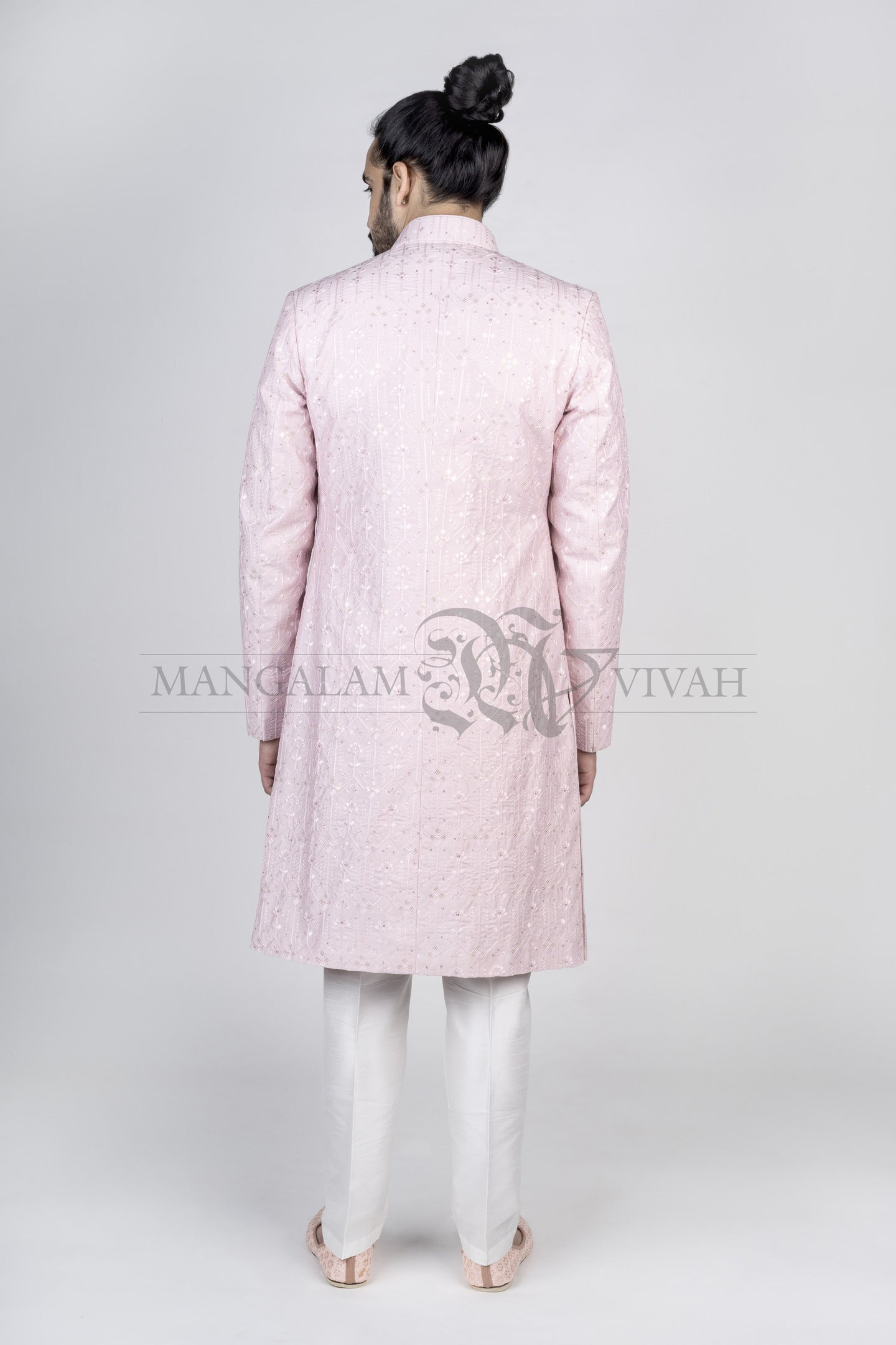 Powder Pink Bandhgala Indo-Western Set